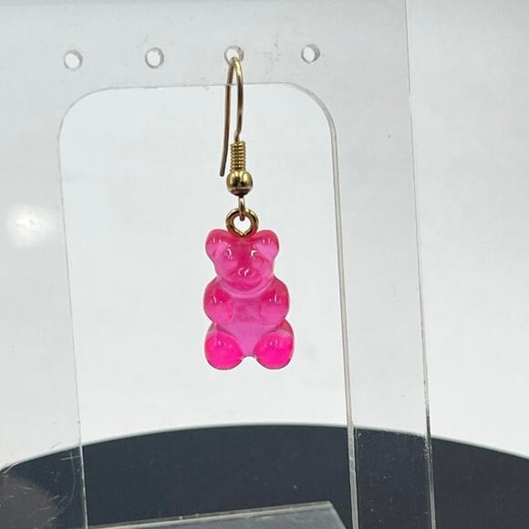 Crystal Haze Designer Nostalgia Pink  Resin Bear Earring Repaired Dangle *Single - Picture 1 of 5